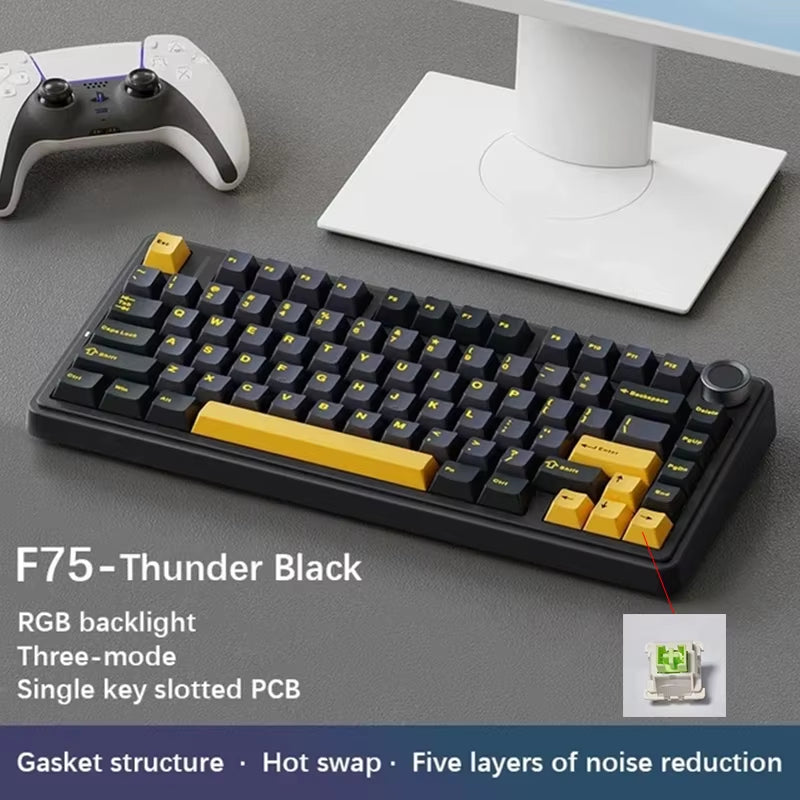 F75 Gaming Mechanical Keyboard RGB Customized 75% Layout Side-Engraving Gasket Mounted 80Keys PBT Gradient Keycaps Keyboard
