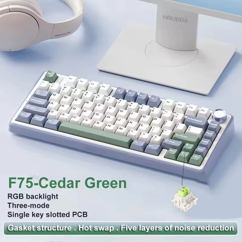 F75 Gaming Mechanical Keyboard RGB Customized 75% Layout Side-Engraving Gasket Mounted 80Keys PBT Gradient Keycaps Keyboard
